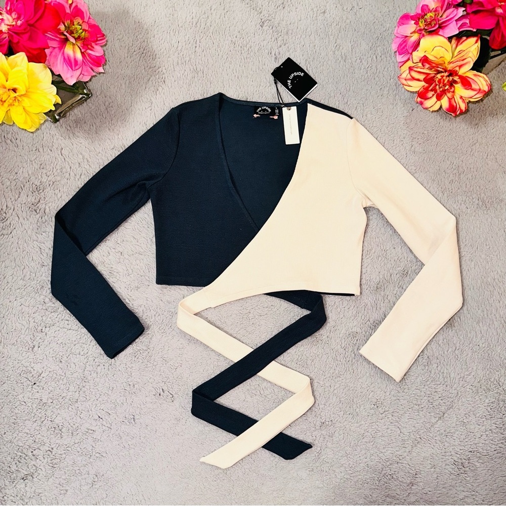 Anthropologie the Luna Kyra wrap top denim color - Picture 6 of 17